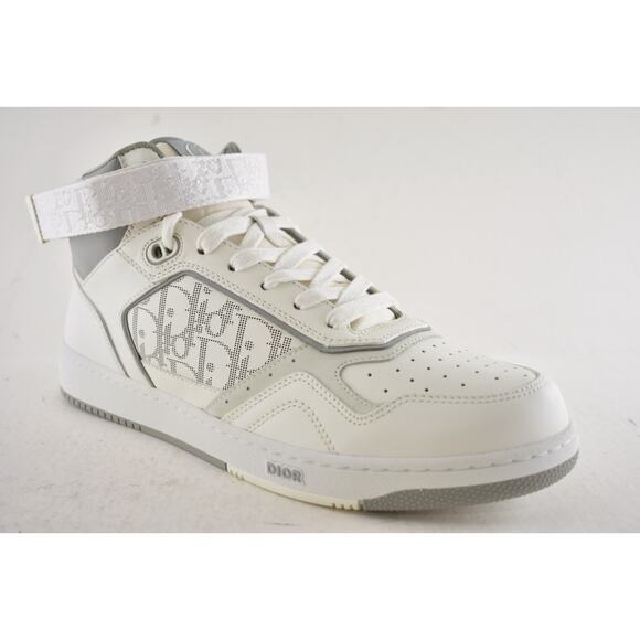 Dior Mens B27 Uptown White Grey Leather Oblique High Top Trainer Sneakers 44 11 - Picture 4 of 12